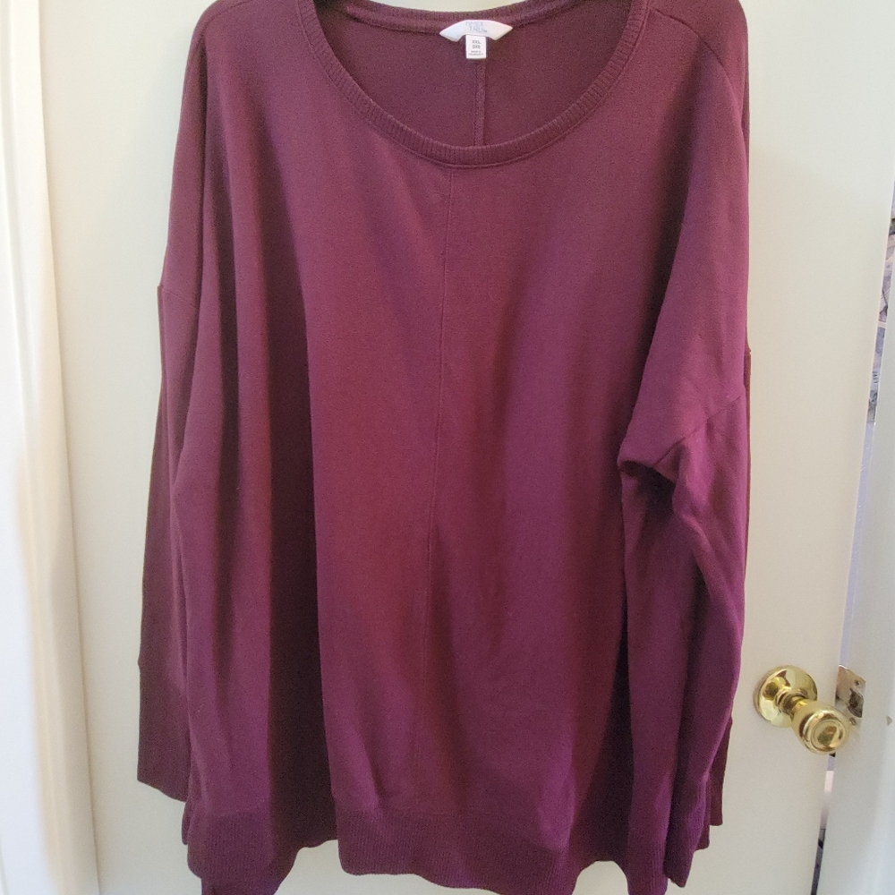 Time & Tru  Plus Size-XXL/18/20 Wine  Long Sleeve Sweater.